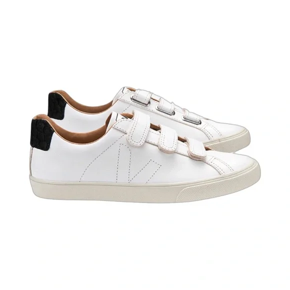 Veja Shoes Esplar Lock Leather Trainers White Black Tilapia
